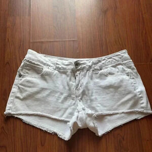Paris Blue White Distressed Cut off shorts, size 9
